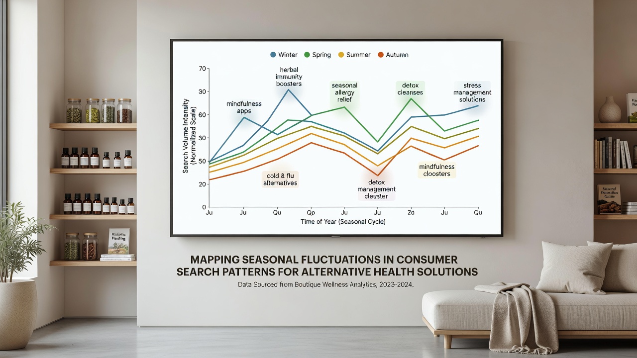 Geographic heatmap of wellness search interest across regions in different seasons